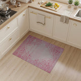 Pink Hearts Geometric Distressed Vintage Rug