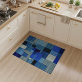 Blue and Teal Blue Geometric Abstract Area Rug