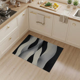 Black and White Wavy Black White Abstract Area Rug