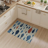 Striped Blue Fish Coastal Area Rug