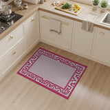 Pink Pink Geometric Border Area Rug
