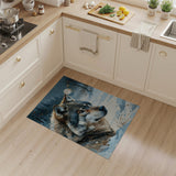 ODIKA Majestic Wolf in Snowy Forest Washable Area Rug - Low Pile & Non-Slip