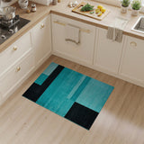 Teal Black Geometric Block Area Rug