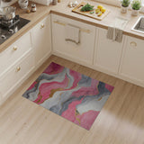 Pink Pink Gold Vein Abstract Marble Area Rug