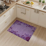 Purple Rose Vine Border Area Rug
