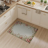 Vintage Pink Hibiscus Floral Border Rug