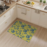 Vibrant Blue Abstract Geometric Yellow Area Rug