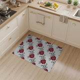 Red Peony Floral Pattern Area Rug