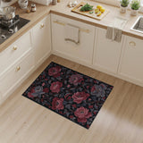Burgundy Peony Floral Area Rug