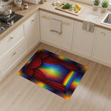Rainbow Burst Red Curtain Area Rug