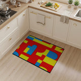 Bold Geometric Red Yellow Blue Area Rug