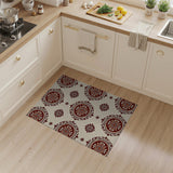 Beige Maroon Floral Medallion Persian Rug