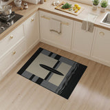 Grey Surfboard Silhouette Coastal Rug