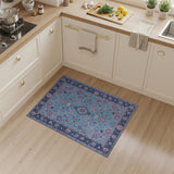 Blue and Teal Teal Persian Floral Medallion Area Rug