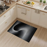 Modern Halftone Curves Black White Area Rug