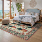 ODIKA Tropical Pineapple Washable Area Rug, Low Pile Non-Slip Boho Rug
