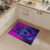 Cyberpunk Neon Wolf Area Rug