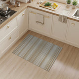 Beige Striped Woven Area Rug with Braided Edges