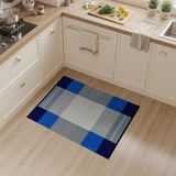 Navy Blue Grey Plaid Geometric Area Rug