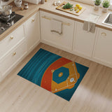 Teal Baseball Diamond Geometric Area Rug