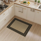 Beige and Neutral Beige Area Rug with Black Greek Key Border