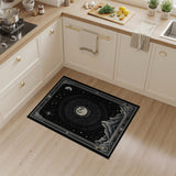 ODIKA Celestial Moon and Mountain Washable Rug - Black & White Low Pile Non-Slip Area Rug