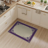 Purple Ornate Purple Floral Border Area Rug