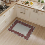 Red Spiral Meander Border Area Rug