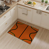 Vibrant Orange Wavy Border Geometric Area Rug