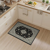 Elegant Black Ivory Persian Floral Area Rug