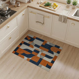 Washable Modern Geometric Color Block Area Rug - Navy & Orange