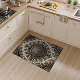 Gold and Silver Ornate Gold Medallion Floral Area Rug
