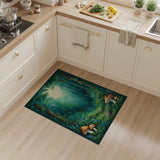 ODIKA Enchanted Forest Mushroom Washable Area Rug - Non-Slip Low Pile
