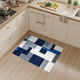 Navy Blue Gray Geometric Abstract Area Rug