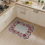 Pink Scalloped Floral Border Area Rug