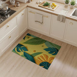 Vibrant Tropical Leaf Collage Yellow Area Rug