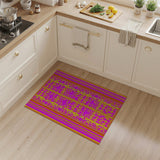 Vibrant Pink Yellow Geometric Tribal Rug