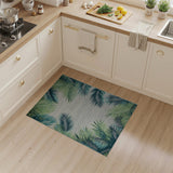 Teal Green Palm Leaf Coastal Area Rug