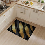 Gold Metallic Brushstroke Black Area Rug