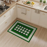Green Framed Grid Geometric Area Rug