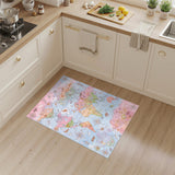 Colorful World Map Animals Kids Area Rug
