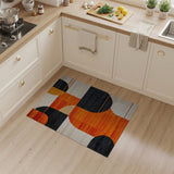 ODIKA Washable Mid-Century Modern Geometric Area Rug - Low Pile Orange & Black Non-Slip Rug
