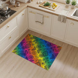 Rainbow Floral Stamp Vintage Area Rug
