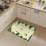 Vintage Nautical Compass Map Green Area Rug