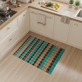 Teal Plaid Woven Farmhouse Rug
