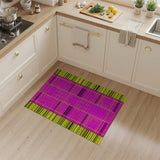 Vibrant Pink Yellow Geometric Grid Area Rug