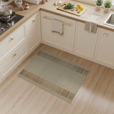 Beige Woven Area Rug with Tan Border Stripes