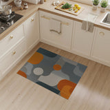 Orange Grey Geometric Abstract Area Rug