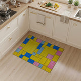Vibrant Yellow Blue Pink Geometric Area Rug