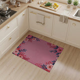 Vintage Pink Peony Berry Border Area Rug